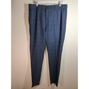 Hart Shaffner Marx Trousers Slacks Pants Business Casual Wool Plaid Sz 34x32